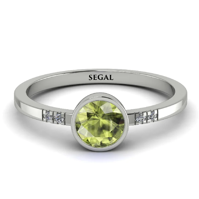 Custom Silver Ring for Customization-Bezel Minimalist Peridot Ring - Kinsley No. 703