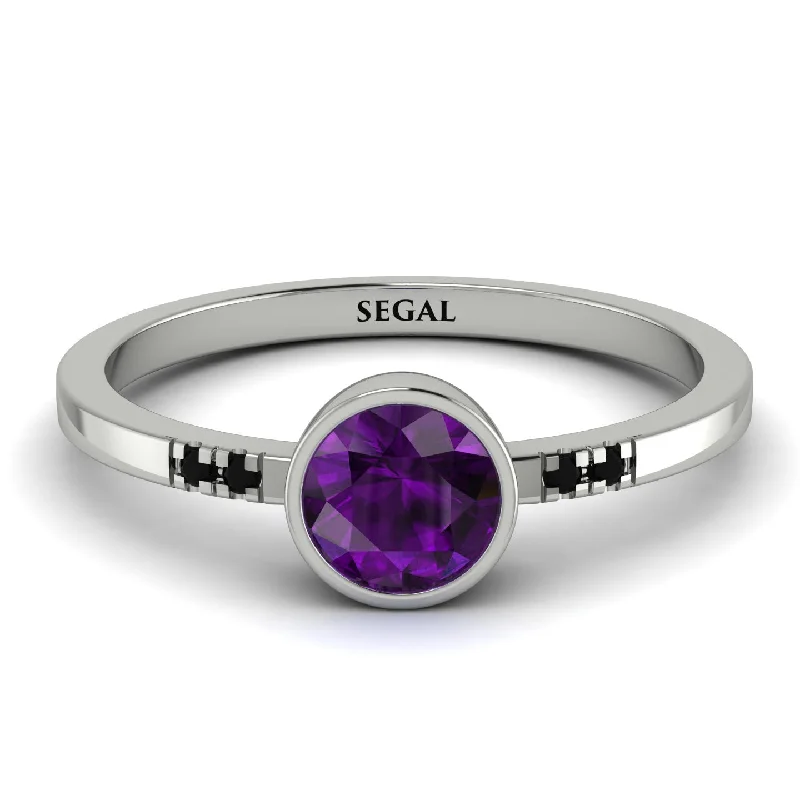 Chunky Gemstone Ring for Bold Style-Bezel Minimalist Amethyst Ring - Kinsley No. 306