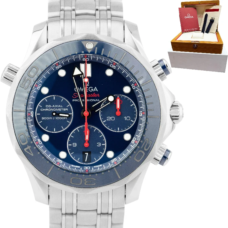 Smart Watches for Business Professionals-Omega Seamaster Diver 300 Chronograph 42mm Blue Steel 212.30.42.50.03.001 Watch