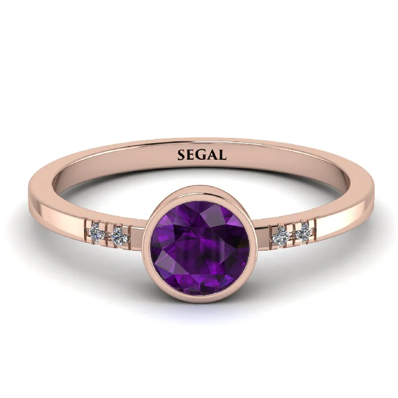 Custom Ring for Proposal-Bezel Minimalist Amethyst Ring - Kinsley No. 302