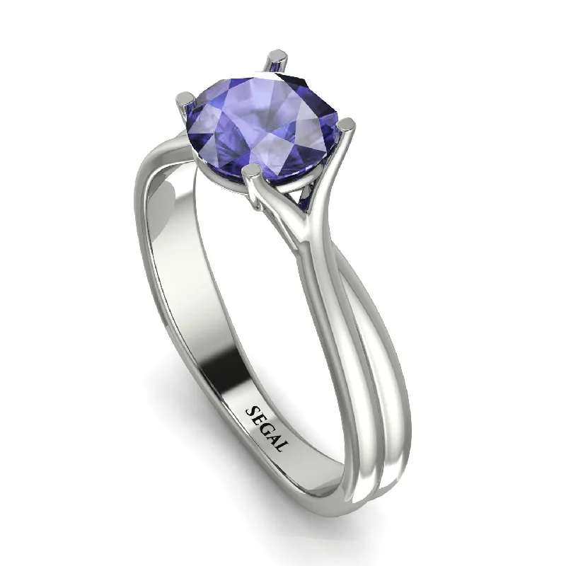 Antique Style Diamond Ring for Women-Solitaire Twist Shank Tanzanite Ring - Eleanor No. 203