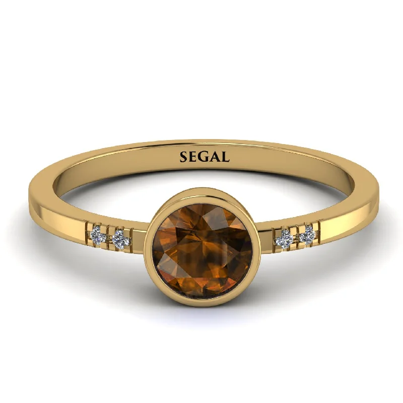 Bold Stackable Rings for Fashion-Bezel Minimalist Brown Diamond Ring - Kinsley No. 1101