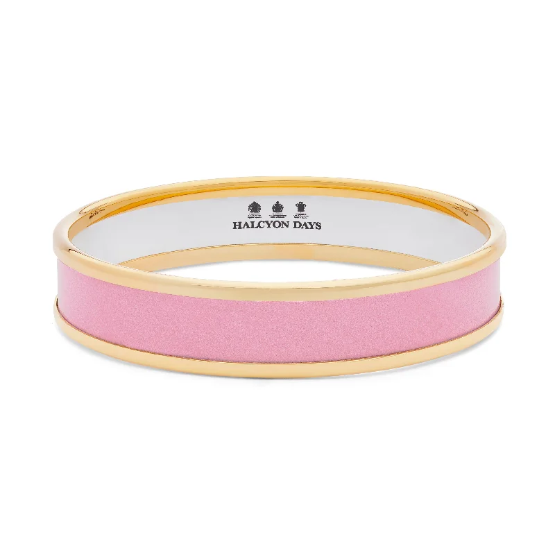 Unique Designer Bangles for Fashion-Pale Pink & Gold Enamel Bangle