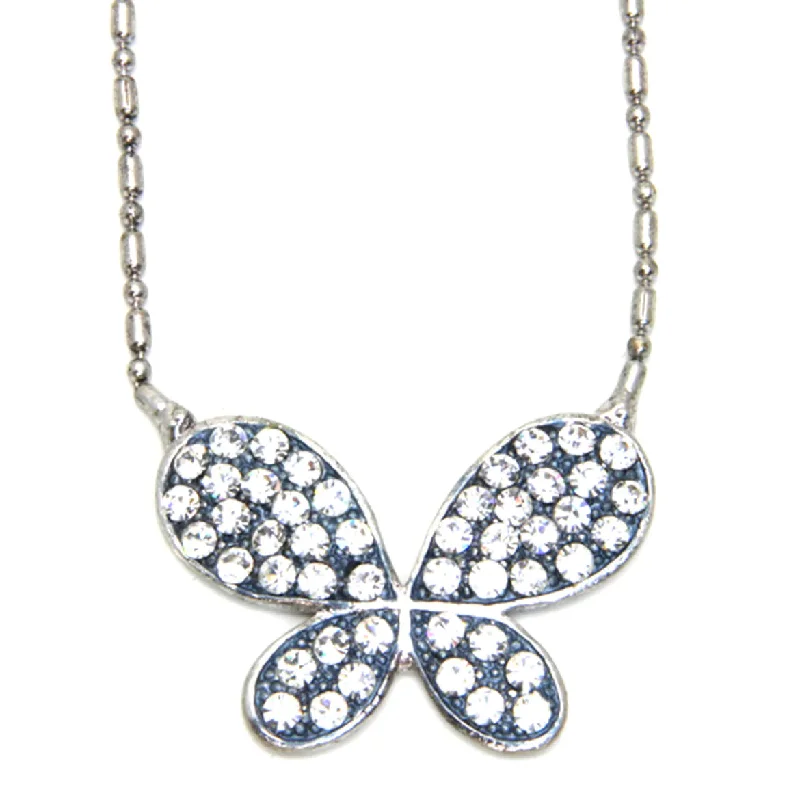 Diamond Necklace for Wedding-Butterfly Necklace, Blue