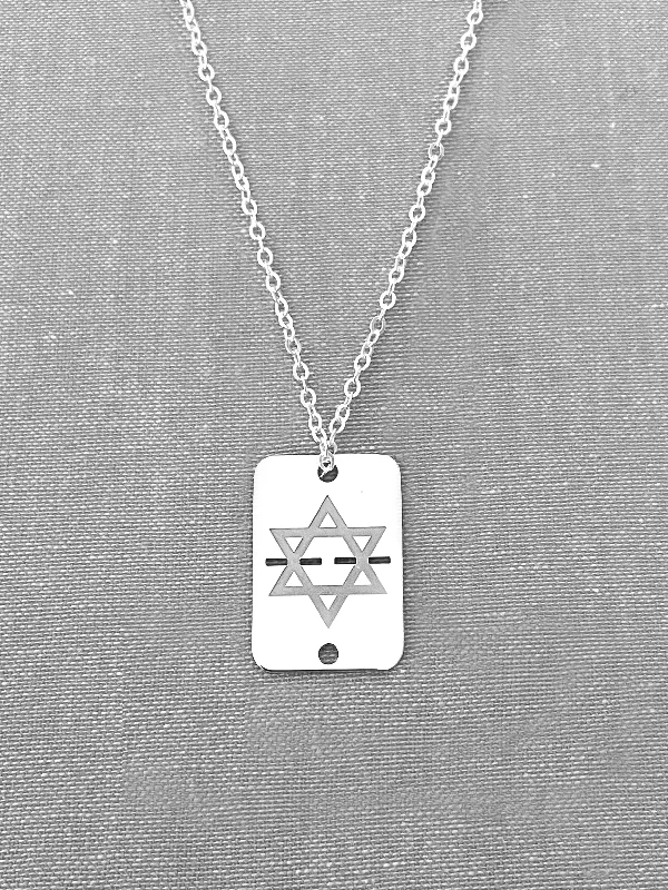 Diamond Choker Necklace for Glamour-Shield Star of David ID Tag Necklace