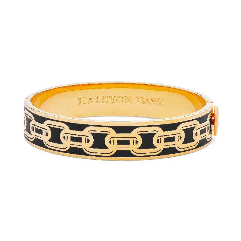 Modern Gold Bangles for Women-Chain Black & Gold Bangle