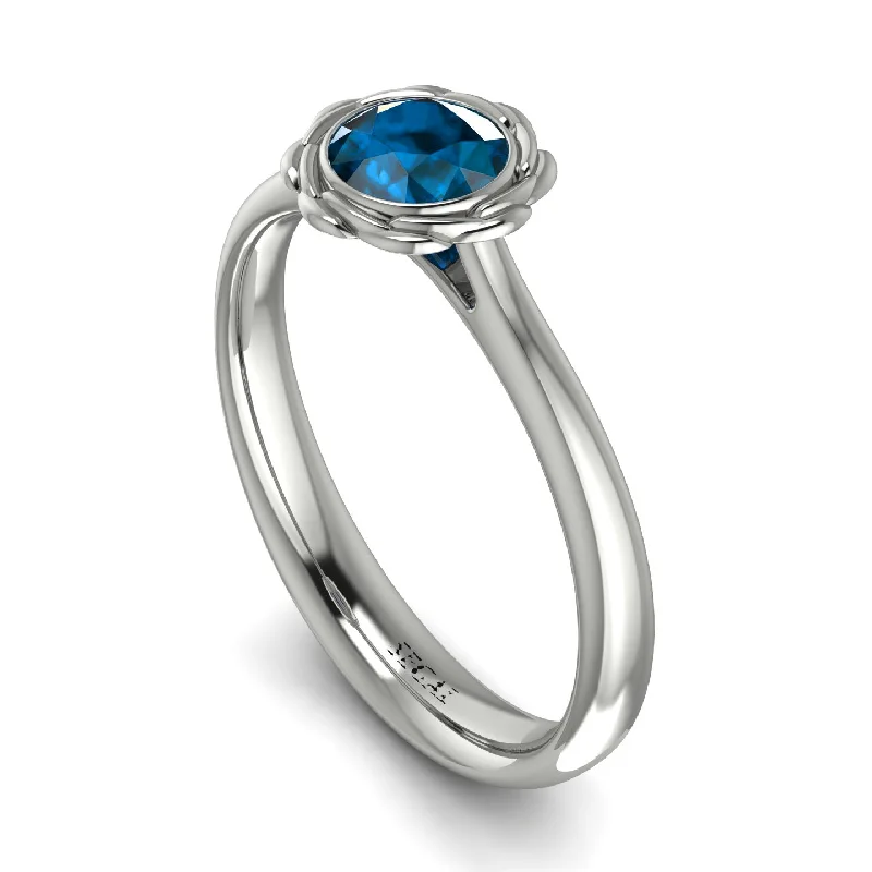 Women’s Wedding Ring with Emerald-Solitaire Minimalist Blue Topaz Ring - Eden No. 503