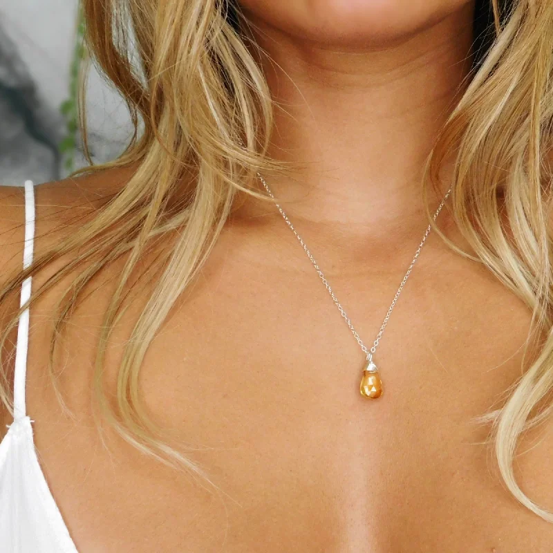 Chic Gold Necklace for Fashionistas-Citrine Drop Necklace