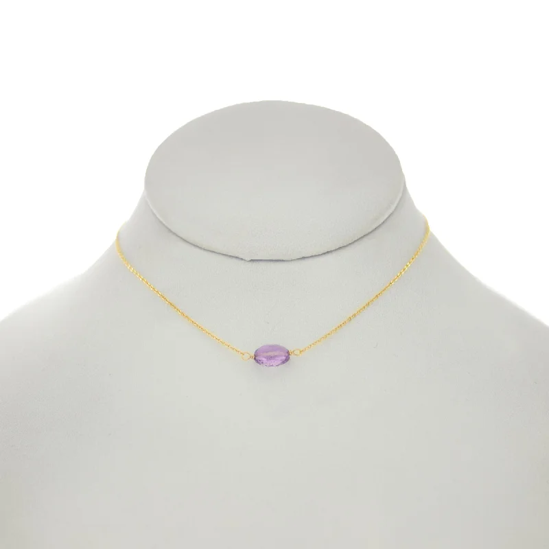 Custom Necklace for Special Celebrations-Ultraviolet - Oval Amethyst Necklace