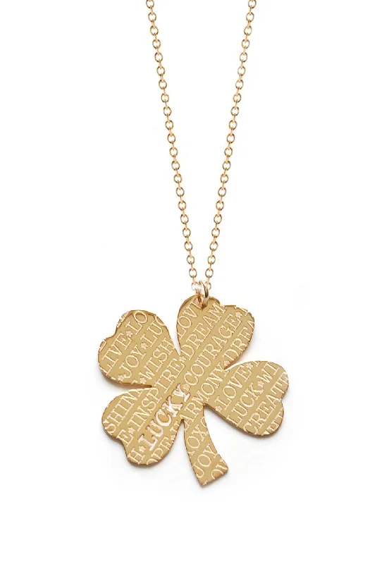 Gold Plated Necklace for Brides-Lucky Four Leaf Clover Necklace