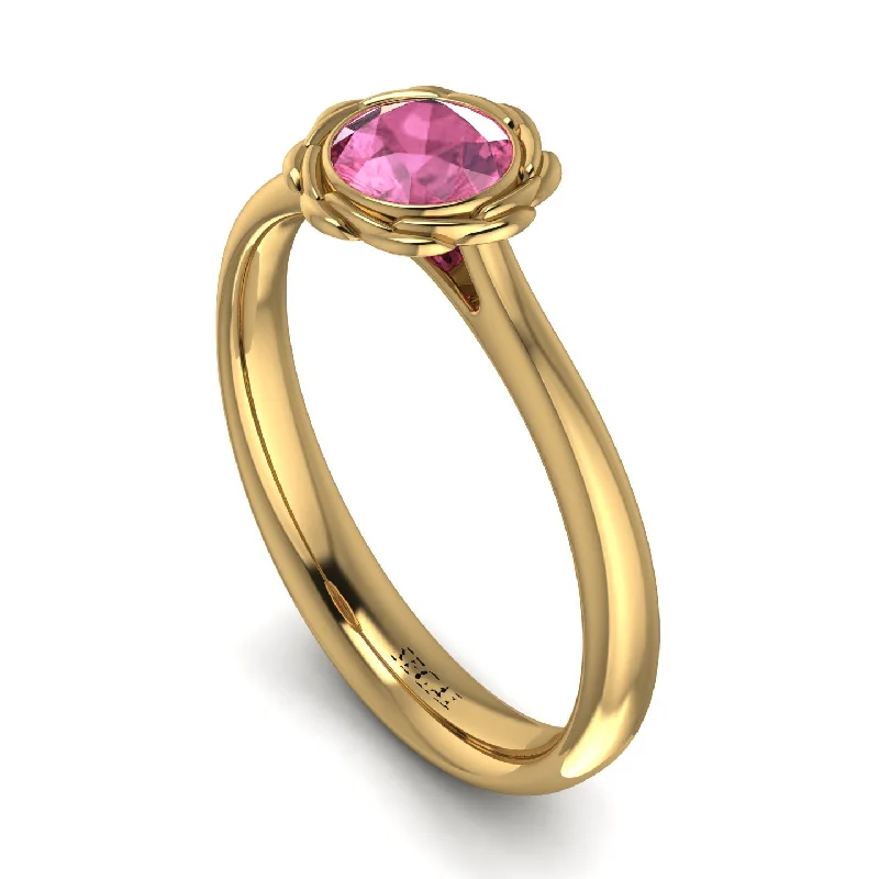 Custom Gold Ring for Special Occasions-Solitaire Minimalist Pink Moissanite Ring - Eden No. 801